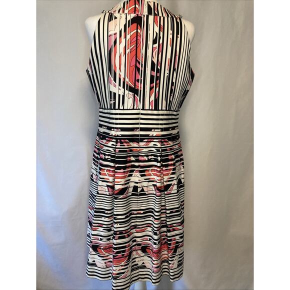 Nine West Women's 10 Dress Fit and Flare Sleeveless Multi Striped And Pockets - Picture 6 of 11